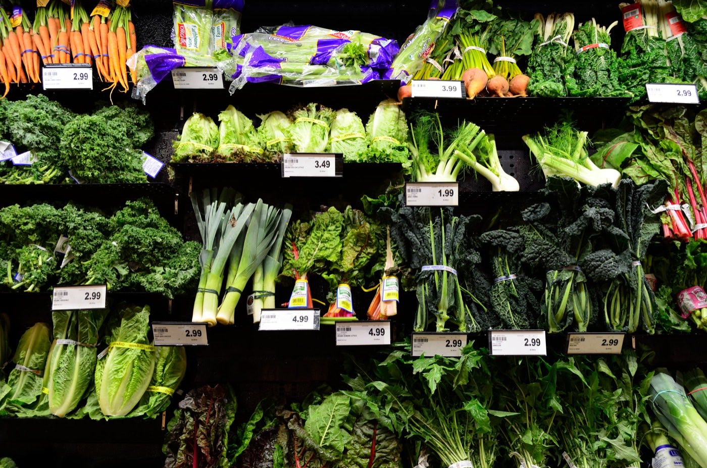 Verse groenten in de supermarkt
